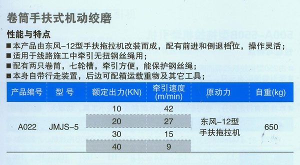 卷筒手扶式机动绞磨